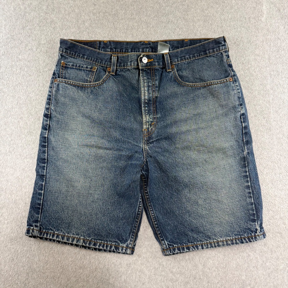 Levi's 505 Regular Fit Denim Shorts Mens 38 Blue Mid Wash Jean Workwear